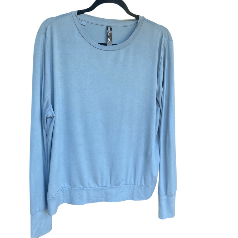 Lukka - Lux Stylish Mens Light Blue Long Sleeve Cabincore Cozy Shirt, Size Large